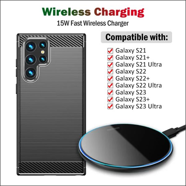 Chargers 15W Chargeur sans fil Qi Fast Qi pour Samsung Galaxy S23 S22 S21 Ultra Plus Téléphone PADGING SANS WIRESS AVEC LA CABLE Câble USB