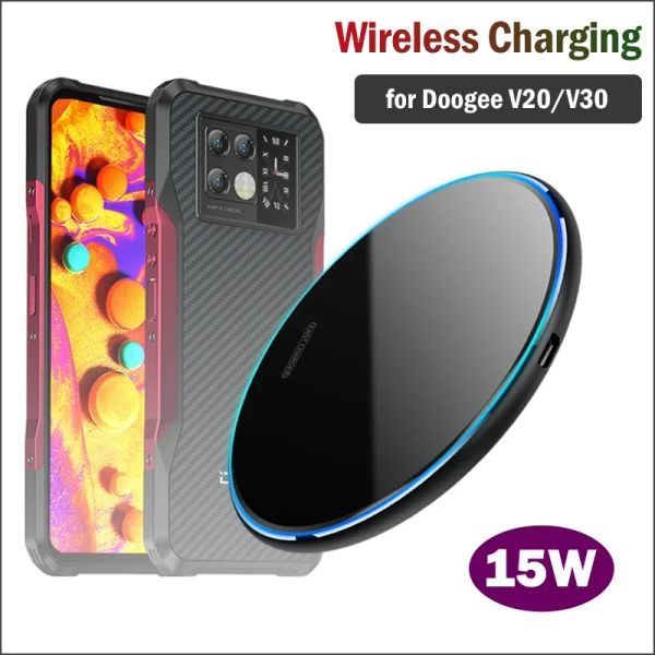 Chargers 15W Charge sans fil Qi Fast Qi pour Doogee V30 V30T V20 V10 Téléphone de téléphone sans fil robuste avec câble USB