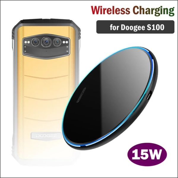 Chargers 15W Charge sans fil Qi rapide pour Doogee S100 S99 Téléphone robuste PAD CHARGEUR SANS WIRESS POUR DOOGEE S99 S100 avec câble USB