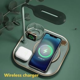 Chargers 15W LED Bureau LAMPE SANSE CHARGEUR POUR IPHONE 13 Samsung Fast Wireless Charging Dock pour Apple Watch AirPods Charge Station Nouveau