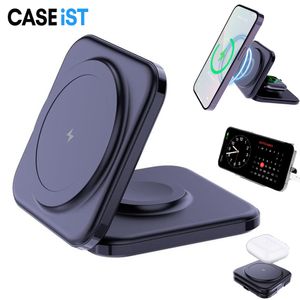 Caseist Foldable 3 in 1 Chargeur sans fil PAD MAGNÉTIQUE 15W Station de charge rapide Qi support de support mobile support