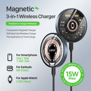 Chargers 15W Charger sans fil magnétique portable pour iPhone 15 14 13 12 Pro Max AirPods Iwatch Magsafe Fast Charging Phone Accessoires