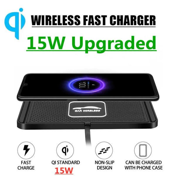 Chargers 15W Chargeur sans fil Pad Silicone Cradle Dock pour iPhone Samsung Xiaomi Qi Car Fast Wireles Wiless Charging Stand Car Modification de voiture