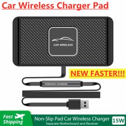 Chargers 15W Chargeur sans fil chargeur Silicone Antisiskd Pad Cradle Dock pour iPhone 14 13 X Fast Wireles Wiless Charging Stand Cardin Modification de voiture