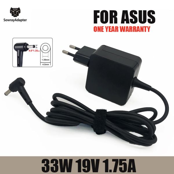 Chargers 19V 1.75A 33W 4.0 * 1,35 mm Adaptateur d'alimentation du chargeur d'ordinateur portable AC pour ASUS ADP33AW S200E X202E X201E Q200 S200L S220 X453M F453 X403M