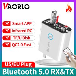 Chargers 2 en 1 Bluetooth 5.0 Récepteur audio récepteur QC2.0 Application intelligente du chargeur rapide avec Adaptateur de câble de carte U.5 mm AUX RCA TF