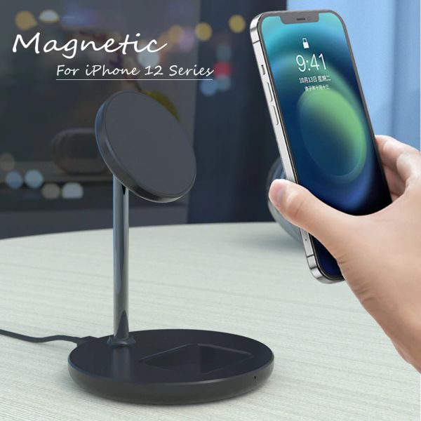 Chargers 2 en 1 Magnetic Wireless Charger Stand pour iPhone 13 12 Pro Max Mini AirPods Fast Charging Station de chargement Mobile Phone Chargers