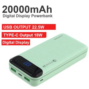 Chargers 20000mah Banque d'alimentation portable Chargeur de batterie externe USB 22.5W USB Type C PD 20W Chargeur de téléphone Poverbank pour téléphone mobile intelligent