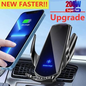 Chargers 200W Car Chargeur sans fil Magnétique Car Montant Téléphone pour iPhone 14 13 12 Samsung Xiaomi Induction infrarouge Charge rapide