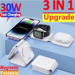 Chargers 2023 NOUVEAU 15W 3IN1 Charge sans fil pliable magnétique pour iPhone 15 14 13 Pro / Pro Max / Plus / Airpod / Iwatch 7 6 Xiaomi