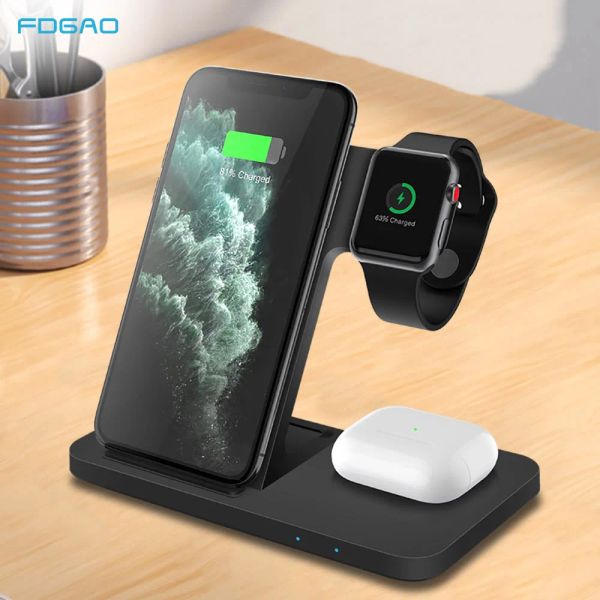 Chargers 25W Chargeur Wireless Stand Fast Charging Dock Station pour iPhone 14 13 12 11 XS XR X 8 Apple Watch 8 SE 7 6 5 4 Airpods Pro 3