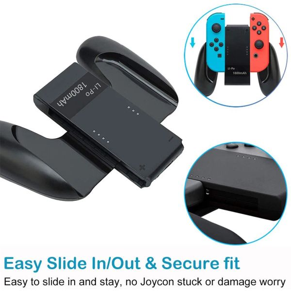 Chargeurs Poignée de chargement Joy Con 2 en 1 avec câble avec batterie 1800 mAh poignée confortable pour contrôleur Nintendo Switch JoyCon chargeur Joycon