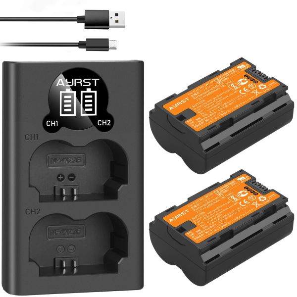 Cargadores 2pcs 2600MAH NPW235 NP W235 BATERÍA + CARGADOR DUAL CON CABLE USB PARA FUJIFILM FUJI XT4 XT4 Cámara digital