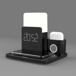 Chargers 3 en 1 Clock Night Light Qi Chargeur Wireless Chargeur Stand Fast Charging Station de charge pour iPhone 12 Pro 14 13 Max XS Apple Watch AirPods Pro