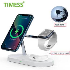 Chargers 3 en 1 Macsafe Wireless Charger Stand pour iPhone 12 13 14 15 Pro Fast Charging Station pour Apple Watch 9 8 7 6 5 AirPods 2 3 Pro