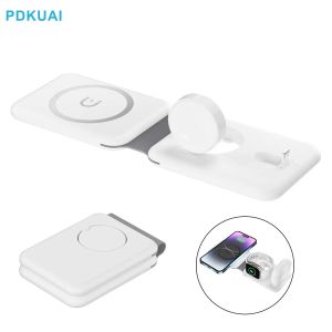 Chargers 3 en 1 Chargeur Magnetic 15W Chargeur sans fil pliable Top pour iPhone 14 13 12 11 8 AirPods Iwatch Fast Charging Dock Station