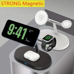 Chargers 3 en 1 support de chargeur sans fil magnétique pour iPhone 15 14 13 12 Pro Max Apple Watch 18 AirPods Macsafe Fast Charging Station Dock