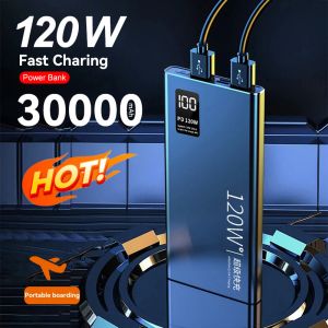 Chargers Banque d'alimentation de 30000 mAh 120W Chargeur de batterie portable de facturation à 100% à 100% pour iPhone Huawei Xiaomi Samsung