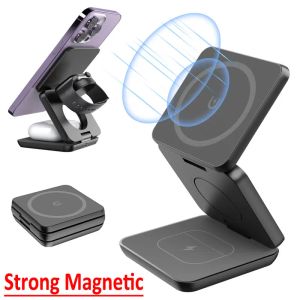 Chargers 30w 3 en 1 support de chargeur sans fil magnétique Macsafe pour iPhone 15 14 13 12 Apple Watch 9 8 7 Airpods Fast Charging Dock Station