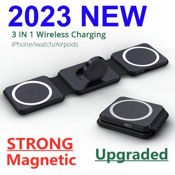 Chargers 30W 3 en 1 Pad MacSafe de chargeur sans fil magnétique pliable pour iPhone 14 13 12 Pro Max Apple Watch 8 7 AirPods Fast Charging Dock