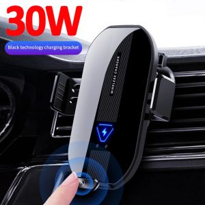 Chargers 30W Car Chargeur sans fil Automatique Car Montant Téléphone pour iPhone 14 13 12 X Samsung Xiaomi Fast Charging Induction infrarouge