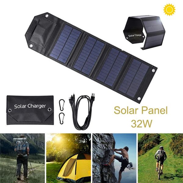 Carregadores 32W Painel Solar Dobrável 5V USB Carregador de Célula de Energia Dobrável À Prova D 'Água Ao Ar Livre Bateria de Energia Móvel 231030