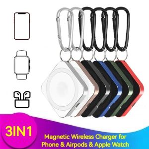 Chargers 3in1 Chargeur sans fil magnétique en métal portable pour iPhone 11 12 13 14 15 Pro Max Dual Type C iOS Charge pour AirPods Apple Watch