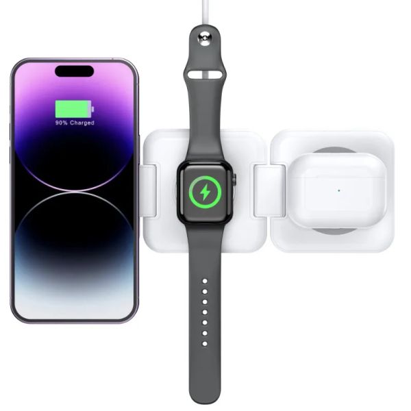 Chargers 3in1 Chargeur sans fil Magsafe Magnetic Mobile Phone Mobile Wireless Fast Charging Pliage adapté aux séries Apple