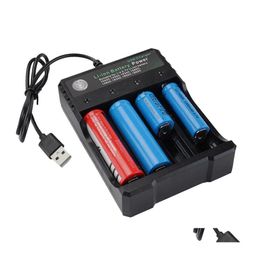 Cargadores Cargador de 4,2 V Batería de iones de litio de cuatro ranuras Carga independiente USB Portátil Electrónico 10440 14500 16340 16650 14650 18350 1850 Dhryl