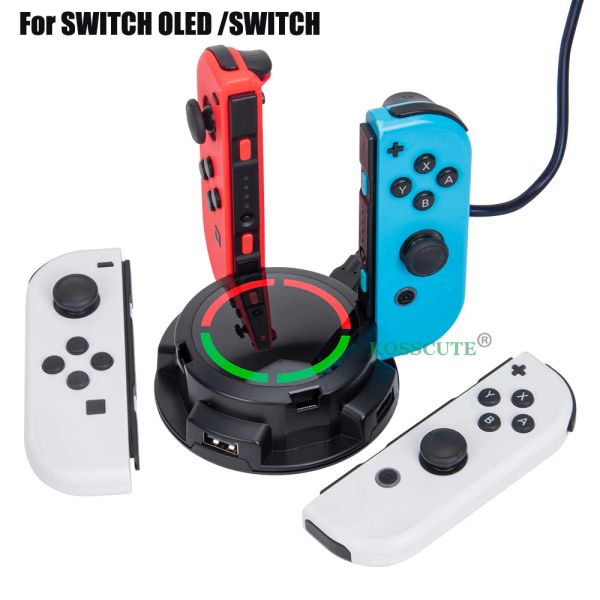 Cargadores 4 Controlador Cargador Base de host Indicador LED Estación de carga rápida para Nitendo Switch Nintendo Switch NS OLED Accesorios