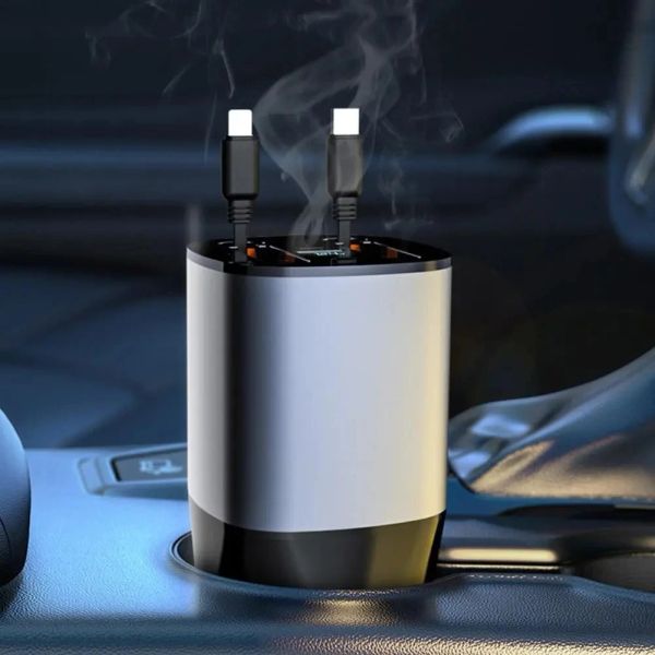 Chargers 4 en 1 100W Jack Jack Plug plus léger Chargeur Fast Charge RETRACTABLE USB Type C cigarette allumée Cable Câble pour l'adaptateur iPhone