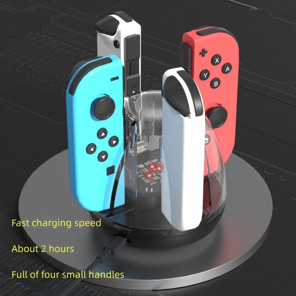 Cargadores 4 en 1 Estación base de carga rápida Soporte de cargador inalámbrico portátil Joycon NS Controlador para accesorios de Nintendo Switch