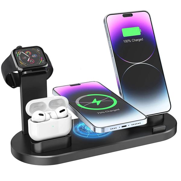 Chargers 4 en 1 Chargeur sans fil rapide 30W pour iPhone 14 13 Apple Watch 8 Airpods 3 pour Samsung Galaxy Xiaomi Huawei Charging Dock Station