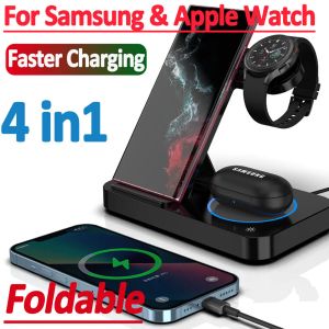 Chargers 4 en 1 PAD STAGNE DE CHARGE DE CHARGEUR SANS CHARGE STAQUE FAST FAST pour iPhone 14 13 Apple Watch Samsung 4 3 Watch Iwatch Airpods Pro