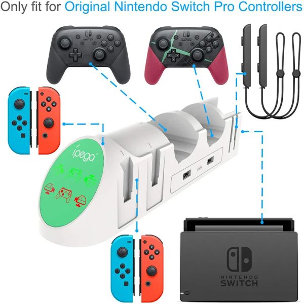 Cargadores 4 JoyCons y 2 controladores pro Cargador USB base de carga para Nintendo Switch soporte de estación de carga para juegos