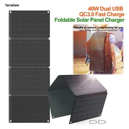 Cargadores 40W Panel solar Teléfono Pad Cargador Bolsa plegable ETFE 2 USB QC3 0 Salida de carga rápida Portátil al aire libre Impermeable P Pate ovoltaico 231030