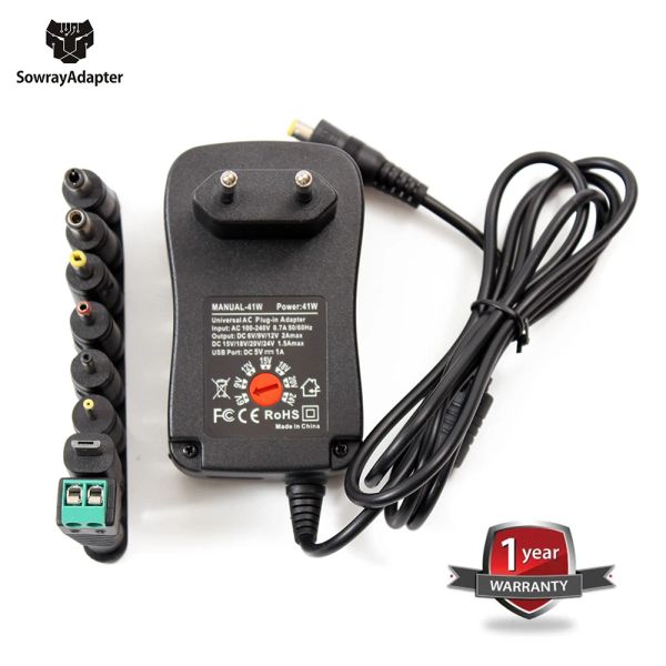 Cargadores 41W 6V 9V 12V 2A 15V 18V 20V 24V 1.5A AC/DC Adaptador US/EU/Reino Unido/AU Adaptadores de potencia ajustables Servicio de alimentación del interruptor de cargador universal