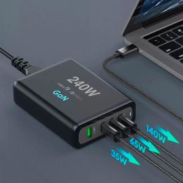 Chargers 4port 240W PD 3.1 Gan 2 Cargador rápido USB C PD 140W PD100W PPS 105W Para laptop MacBook Pro iPad iPhone 14 Samsung Huawei Xiaomi