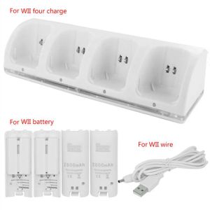 Chargers 4Port Smart Charger Charging Dock voor Wii Game Console Battery Oplaadbare batterijen GamePad Game Controller Joystick Charger