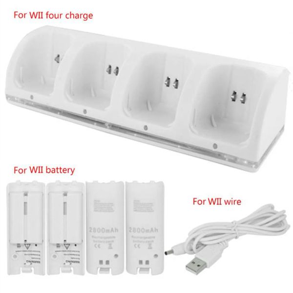 Chargers 4port Smart Charger Charging Dock pour Wii Game Console Battery Batteries Rechargeable GamePad Game Game Controller Joystick Charger