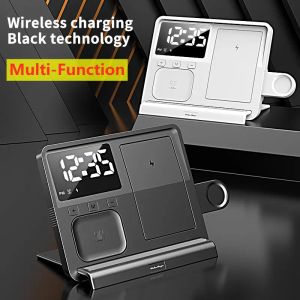 Chargers 5 en 1 Chargeur sans fil du support de support LED LED LED 15W DOCK Station de charge rapide pour iPhone 14 13 12 Apple Watch AirPods Pro