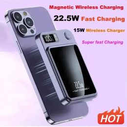 Chargers 50000mAh Banque de puissance de chargeur sans fil magnétique magnétique 22.5W Mini Powerbank pour iPhone 15 14 13 Samsung Huawei Xiaomi Fast Charge