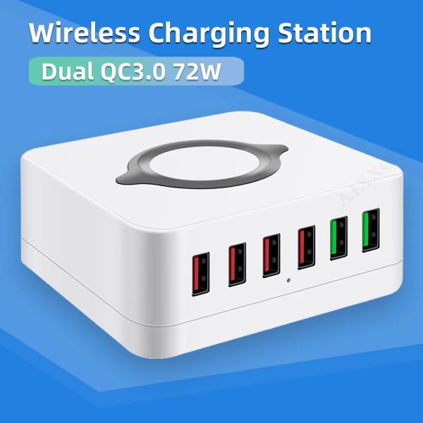 Chargers 6 Port 72W Charge rapide 3.0 Adaptateur USB Charger du chargeur sans fil chargeur Téléphone Chargeur
