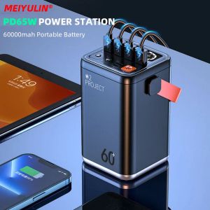 Chargers 60000mAh Banque d'alimentation de grande capacité PD65W USB C Fast Charger Portable Externe Auxiliary Battery pour iPhone Xiaomi Samsung ordinateur