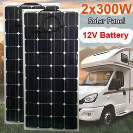 Cargadores 600W El kit de panel solar de 300W CARGA PARA BATERÍA DE 12 V PET Flexible de 18 V Energía de la celda Cargador Camping Boat Boath Home Outdoor 230927