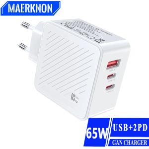 Chargers 65W Gan Ordinal Ordinateur Chargeur PD USB Type C Muti 3 PORTS HAUTES SPEET FACT FACT FACT POUR IPhone iPad Huawei Samsung Wall Adaptateur