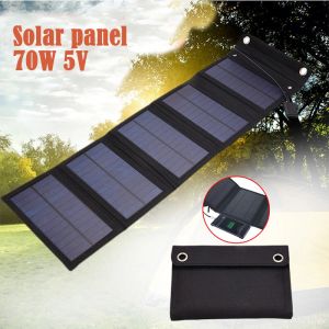 Chargers 70W Panneau solaire pliable 5V USB Energy Solar Cell Chargeur pliant Privil étanché