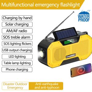 Chargers Abbree Auto Scan Scan Emergency Bank Téléphone portable Chargeur Solar Hand Crank Radio 3WAYS POLODED NOAA MEUX RADIO avec 2000 / 5000mAH