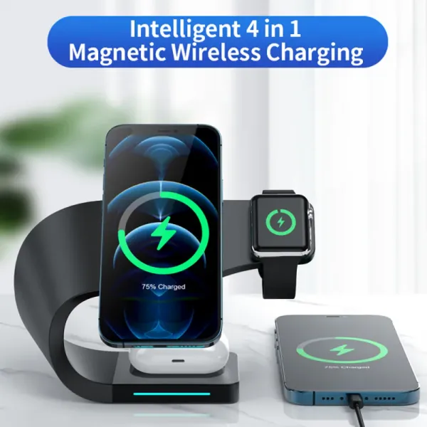 Chargers Allinone Wireless Charger Stand pour iPhone 14 Pro Max 13 Mini 11pro xs Max Apple Watch AirPods Pro Fast Wireless Charging Dock