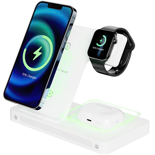 Chargers Aricvort 3IN1 Wireless Charger Stand, Station de charge rapide pour iPhone 14, 13, Apple Watch 8, 7, Samsung Watch 5, AirPods